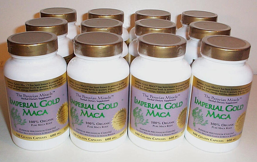 Super Potent Gelatinized (Product of National University La Molina, Peru) Imperial Gold Maca™ 600mg 90 Capsules 12 BOTTLE HOT DEAL
